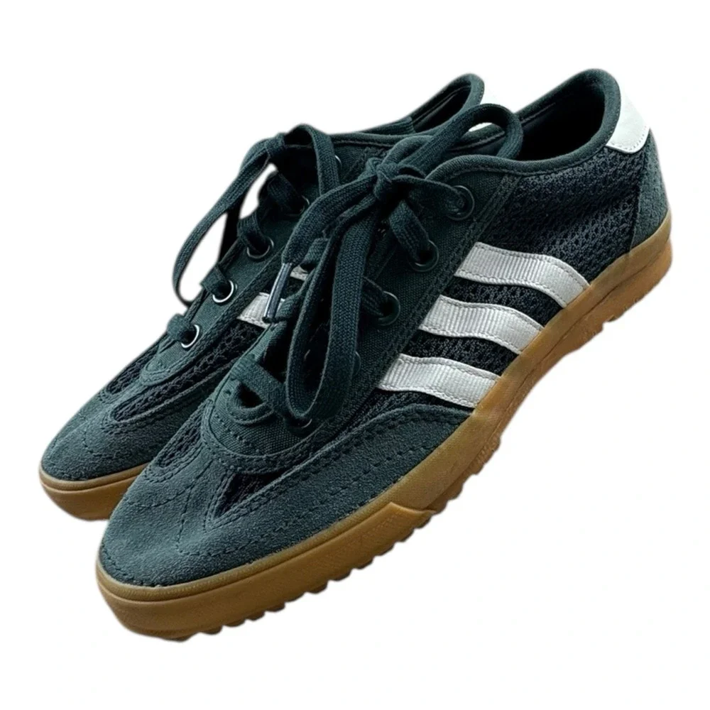 Adidas VL Court Green Mesh Suede Sneakers Women's 6.5‎ Excellent Cond